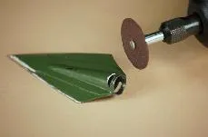 Broadhead lashed to a wooden shaft