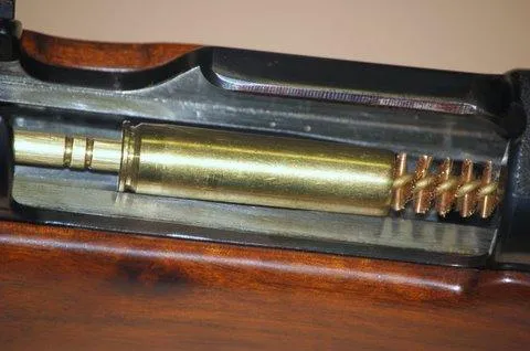 A quick-detachable hook swivel attached to a rifle stud